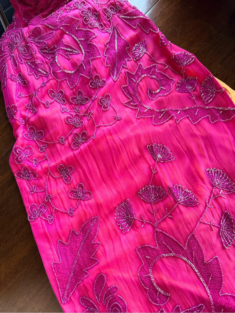 Cache Pink Beaded Floral Prom Dress - Picture 5 of 9